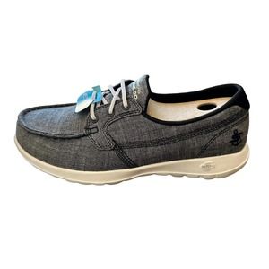 Skechers On The Go Walk Lite ISLA Womens Boat Shoe Black White Size 6